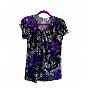 Cynthia Richard Purple & Black Patterned Dress Shirt - S